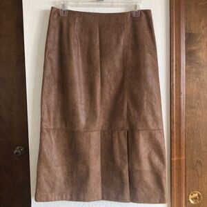Ruby Rd. Woman's Size 6 Brown Faux Snakeskin Faux Suede Fully Lined A-line Skirt